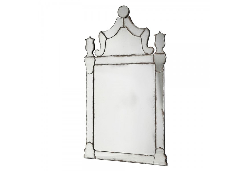 Luxusní vintage zrcadlo Gate s patinou ve tvaru vrat s mozaikovým designem s ozdobnými sloupky a kovovou výztuží