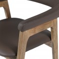 Designová retro kožená jídelní židle Vettis s hnědým potahem a dřevěnou konstrukcí 79 cm