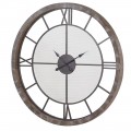 Kulaté vintage nástěnné hnědé hodiny Ironwood s kovovým výpletem a římskými číslicemi 121 cm