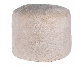 Luxusn&iacute; taburetka Cloud glamour stylu v kulat&eacute;m tvaru v kr&eacute;mov&eacute; barvě s potahem s kože&scaron;inov&yacute;m designem a kr&aacute;tk&yacute;m vlasem