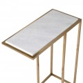 Designový art deco obdélníkový příruční stolek Nashik se kovovou konstrukcí ve zlaté barvě a bílou mramorovou deskou 60 cm Designový art deco obdélníkový příruční stolek Nashik se kovovou konstrukcí ve zlaté barvě a bílou mramorovou deskou 60 cm