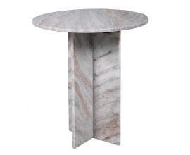 Moderní mramorový šedý příruční stolek Armonia s kulatou deskou s jednou nohou s růžovým žilkováním 52 cm