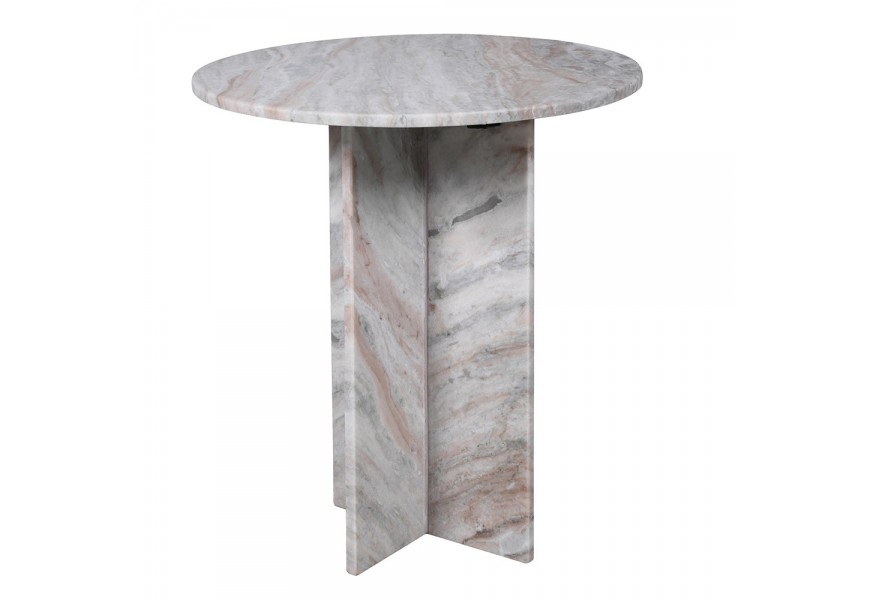 Moderní mramorový šedý příruční stolek Armonia s kulatou deskou s jednou nohou s růžovým žilkováním 52 cm Moderní mramorový šedý příruční stolek Armonia s kulatou deskou s jednou nohou s růžovým žilkováním 52 cm