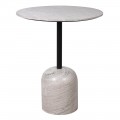 Luxusní kulatý barový stolek Porto z šedého mramoru s bílým žilkováním s jednou černou nohou 95 cm Luxusní kulatý barový stolek Porto z šedého mramoru s bílým žilkováním s jednou černou nohou 95 cm