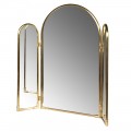 Designové art deco zrcadlo Avella s kovovým rámem ve zlaté barvě s obloukem ve vrchní části se dvěma užšími pohyblivými skládacími bočními panely s oblouky Designové art deco zrcadlo Avella s kovovým rámem ve zlaté barvě s obloukem ve vrchní části se dvěma užšími pohyblivými skládacími bočními panely s oblouky