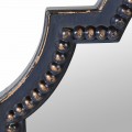 Designové vintage nástěnné zrcadlo Noor s atypickým rámem orientálního tvaru v námořnické modré barvě s patinou 113 cm