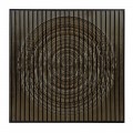 Moderní art deco nástěnná dekorace Modern Wave s plastickým reliéfem vertikálních linií se zvlněným povrchem tvořícím obraz kruhu z masivního dřeva v černé barvě se zlatým lemováním ve tvaru čtverce Moderní art deco nástěnná dekorace Modern Wave s plastickým reliéfem vertikálních linií se zvlněným povrchem tvořícím obraz kruhu z masivního dřeva v černé barvě se zlatým lemováním ve tvaru čtverce