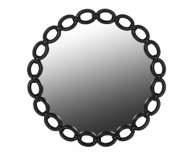 Moderní designové nástěnné zrcadlo Chain s kulatým rámem s designem řetězu s oválnými očky v černé barvě