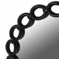Designové kulaté nástěnné zrcadlo Chain s černým dřevěným rámem ve tvaru řetězu s oválnými očky 90 cm