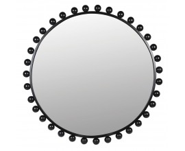 Moderní designové kulaté nástěnné zrcadlo Blono s černým rámem s kuličkami 98 cm