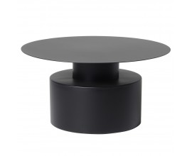 Moderní černý konferenční stolek Drummond s kulatou tenkou vrchní deskou s válcovitou nohou s úzkým hrdlem z kovu