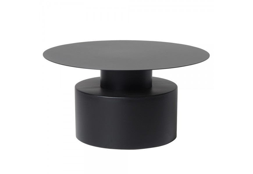 Moderní černý konferenční stolek Drummond s kulatou tenkou vrchní deskou s válcovitou nohou s úzkým hrdlem z kovu Moderní černý konferenční stolek Drummond s kulatou tenkou vrchní deskou s válcovitou nohou s úzkým hrdlem z kovu