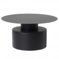 Moderní černý konferenční stolek Drummond s kulatou tenkou vrchní deskou s válcovitou nohou s úzkým hrdlem z kovu Moderní černý konferenční stolek Drummond s kulatou tenkou vrchní deskou s válcovitou nohou s úzkým hrdlem z kovu
