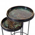 Glamour sada dvou kulatých černých příručních stolků Maori se zlatými detaily a deskami s designem zeleného mramoru 73 cm Glamour sada dvou kulatých černých příručních stolků Maori se zlatými detaily a deskami s designem zeleného mramoru 73 cm