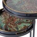 Glamour sada dvou kulatých černých příručních stolků Maori se zlatými detaily a deskami s designem zeleného mramoru 73 cm Glamour sada dvou kulatých černých příručních stolků Maori se zlatými detaily a deskami s designem zeleného mramoru 73 cm