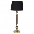 Glamour stolní lampa Kelly s černým lněným stínítkem a kovovou zlatou nohou 78 cm