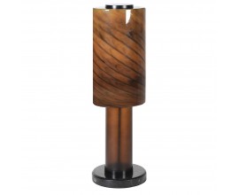 Moderní skleněná stolní lampa Spiral v medově hnědé barvě s černou mramorovou podstavou 66 cm