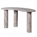 Luxusn&iacute; asymetrick&yacute; mramorov&yacute; konzolov&yacute; stolek Aureliola v hnědo b&eacute;žov&eacute; barvě se třemi v&aacute;lcov&yacute;mi nožičkami 141 cm