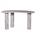 Luxusn&iacute; asymetrick&yacute; mramorov&yacute; konzolov&yacute; stolek Aureliola v hnědo b&eacute;žov&eacute; barvě se třemi v&aacute;lcov&yacute;mi nožičkami 141 cm