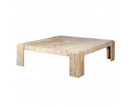 Luxusní moderní mramorový konferenční stolek Caldera v krémové barvě ve čtvercovém tvaru 120 cm