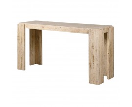 Luxusní mramorový obdélníkový konzolový stolek Caldera v krémové barvě s výraznou strukturou kamene 151 cm