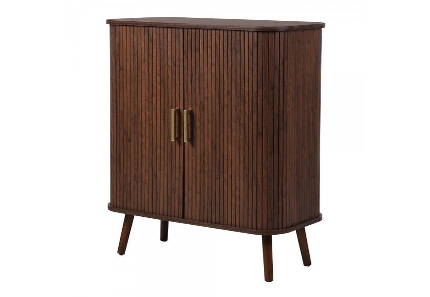 Modern&iacute; masivn&iacute; dvoudveřov&yacute; př&iacute;born&iacute;k Benedict v ořechov&eacute; hněd&eacute; barvě se zlat&yacute;mi kovov&yacute;mi &uacute;chyty 90 cm