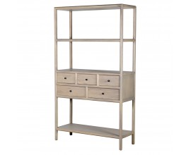Luxusní skandinávsky vysoký regál Angus se třemi policemi a pěti zásuvkami ve světle hnědé barvě 210 cm
