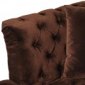 Luxusní chesterfield třímístná sedačka Andreas s čokoládově hnědým prošívaným potahem ze sametu 242 cm