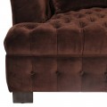 Luxusní chesterfield třímístná sedačka Andreas s čokoládově hnědým prošívaným potahem ze sametu 242 cm