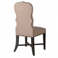 Luxusní klasická čalouněná jídelní židle Tonnie s béžovým potahem z pravé kůže a hnědým dřevěnýma nohama 105 cm