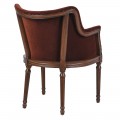 Luxusní klasická jídelní židle Westend s opěrkami na ruce a hnědým sametovým potahem s vyřezávaným rámem 83 cm