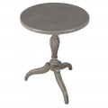 Luxusní klasický kulatý příruční stolek Dufrain v šedé barvě se zdobenou vyřezávanou nohou a patinou 71 cm