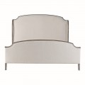 Luxusní klasická čalouněná manželská postel Rickon s masivním hnědým dřevěným rámem a naturálním béžovým potahem 192 cm