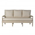 Luxusní vintage béžová třímístná sedačka Boia s vyřezávaným dřevěným rámem s designem kuliček 178 cm
