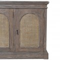 Luxusní venkovský masivní příborník Rickon se čtyřmi dvířky s ratanovým výpletem z recyklovaného dřeva v hnědé barvě 196 cm