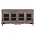 Luxusní venkovský čtyřdveřový příborník Selton s policemi a šuplíky z masivního dřeva v hnědé barvě s vintage efektem 190 cm