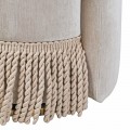 Moderní otočné kulaté křeslo Trist s dekorativními třásněmi v béžové barvě se zádovou opěrkou 63 cm
