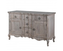 Luxusní klasický dvoudveřový obdélníkový příborník Château Gris v šedé barvě se zásuvkami a kabrilovými nožičkami 140 cm