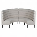 Luxusní moderní rohová zaoblená jídelní lavice Belva s vysokou opěrkou s prošíváním s černými dřevěnými nožičkami 125 cm