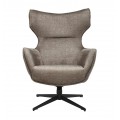 Moderní čalouněné otočné křeslo Krespa se sametovým potahem v hnědošedém odstínu taupe se sedátkem s možností zaklánění 73 cm