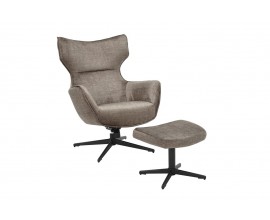 Modern&iacute; čalouněn&eacute; otočn&eacute; křeslo Krespa se sametov&yacute;m potahem v hnědo&scaron;ed&eacute;m odst&iacute;nu taupe se sed&aacute;tkem s možnost&iacute; zakl&aacute;něn&iacute; 73 cm