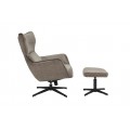 Moderní čalouněné otočné křeslo Krespa se sametovým potahem v hnědošedém odstínu taupe se sedátkem s možností zaklánění 73 cm