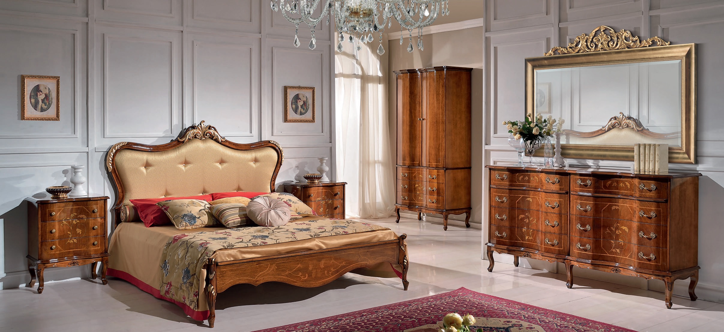 Luxusná intarzovaná rustikálna spálňová zostava Clasica