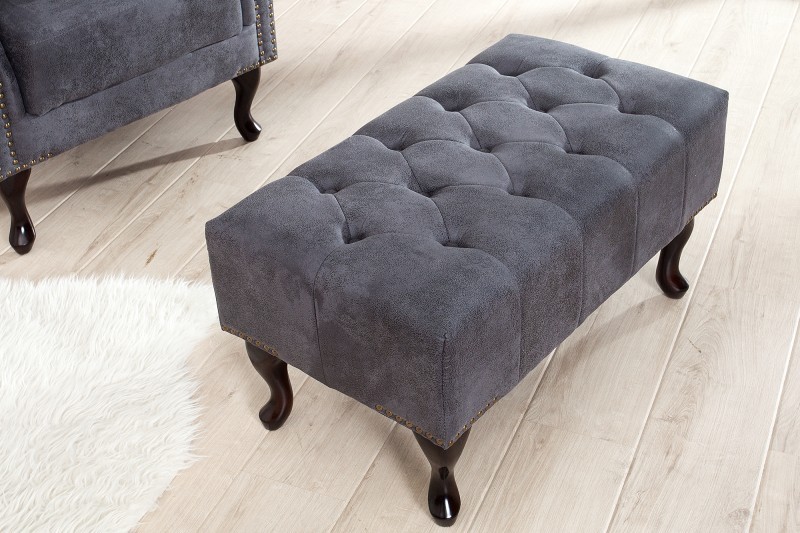 Estila Luxusní taburetka Chesterfield Antik Look šedá