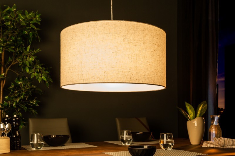 Estila Designová kulatá závěsná lampa Cherire 50cm světle šedá