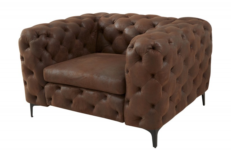 Estila Chesterfield křeslo Modern Barock v hnědém potahu s nožičkami 70cm