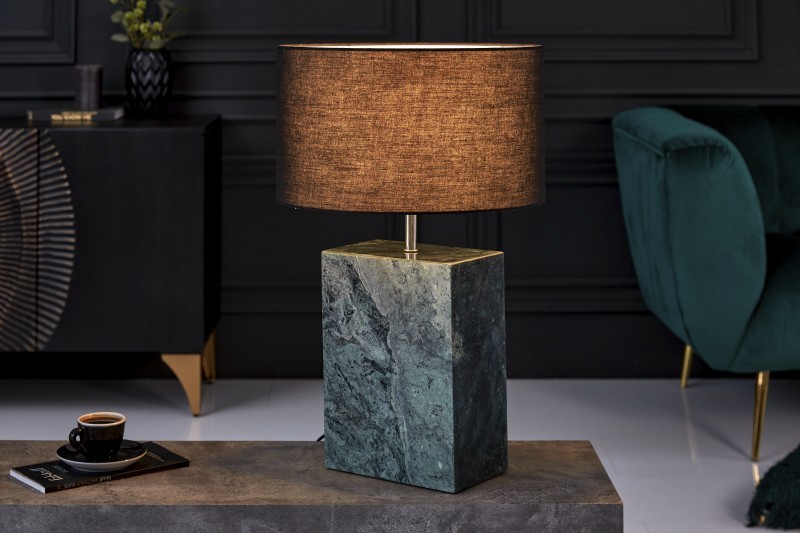 Estila Art deco stolní lampa Miracul v zeleném provedení s mramorovou obdélníkovou podstavou 55cm