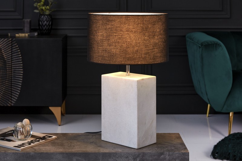 Estila Designová noční lampa Miracul v art deco stylu s bílou mramorovou podstavou obdélníkového tvaru 55cm