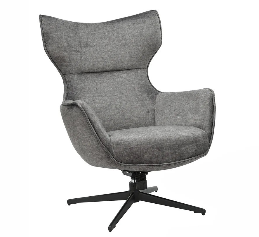 Estila Moderní designové otočné křeslo Krespa s šedým sametovým potahem a tvarovanou vysokou opěrkou s možností zaklonění 73 cm